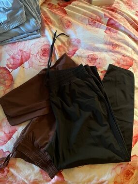 GapFit GAP Fit Runaround Drawstring Tapered Leg Pants - 2 pairs 1 Black, 1 Brown